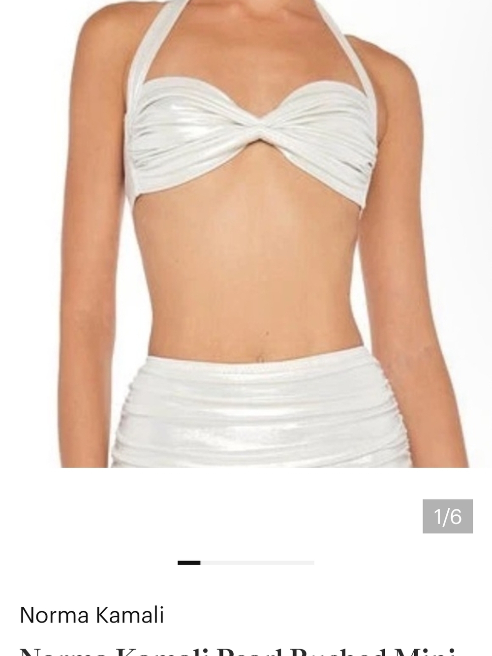 Norma Kamali Metallic Pearl 2 Pc Swimsuit With Built In Bottoms Medium